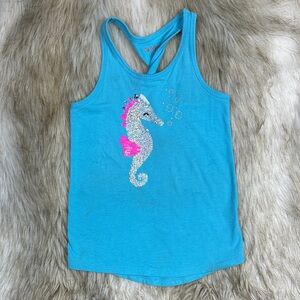 Cat & Jack Turquoise Tank with Glitter Seahorse - Small (6/6X)